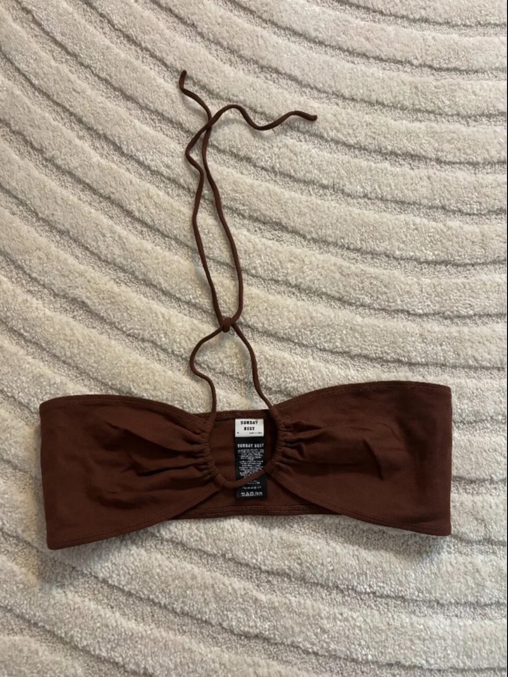 Sunday Best Women's Brown Bandeau Top with Halter Tie